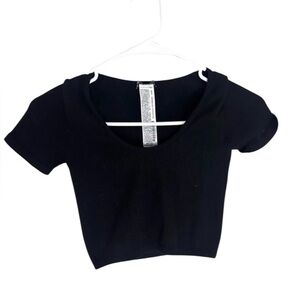 Zara Black Fitted Crop T-Shirt
